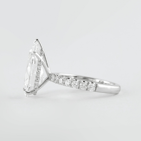 4 Carat Pear Cut Hidden Halo Engagement Ring with Pave Band - Evara Jewelry LLC