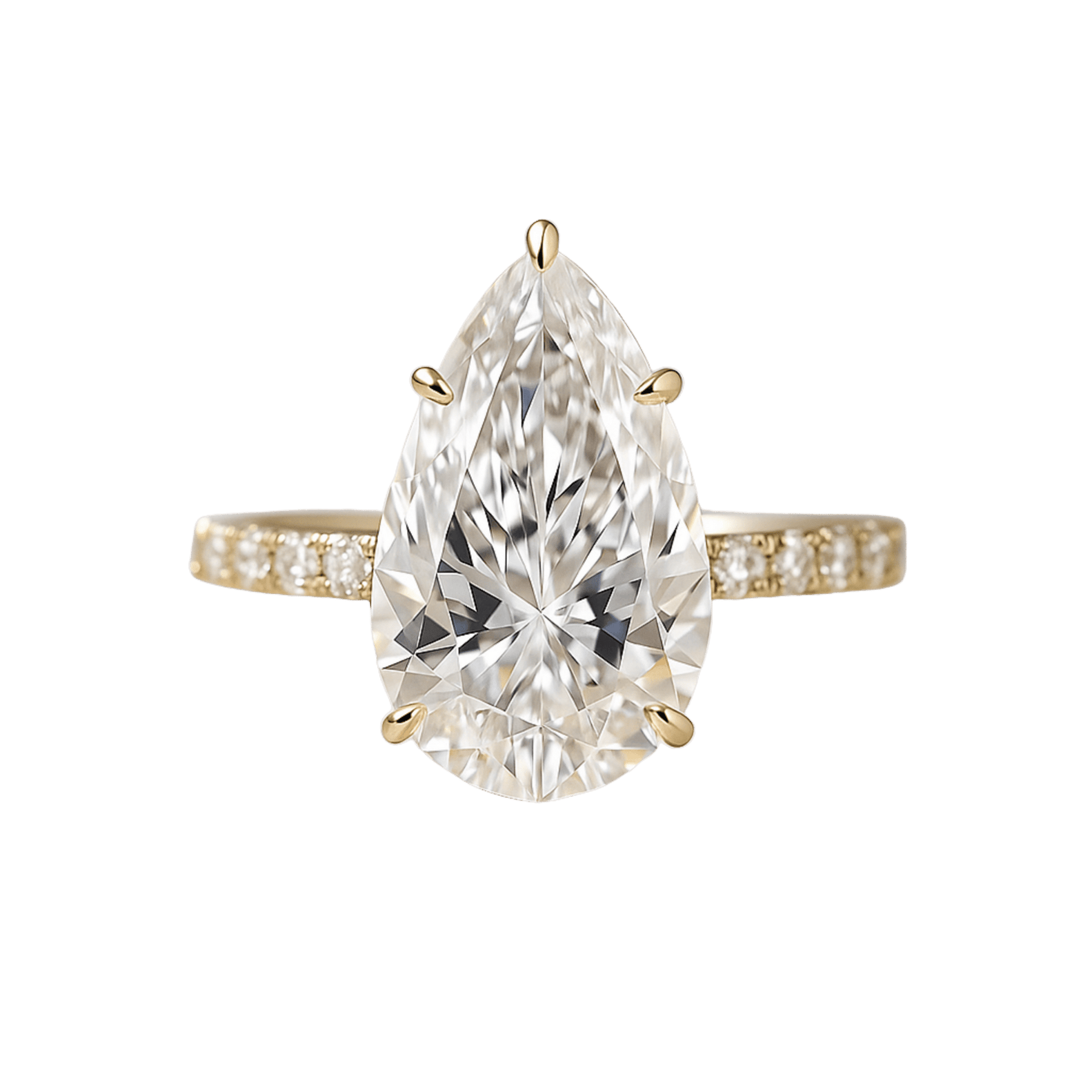 4 Carat Pear Cut Hidden Halo Engagement Ring with Pave Band - Evara Jewelry LLC