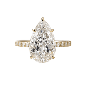 4 Carat Pear Cut Hidden Halo Engagement Ring with Pave Band - Evara Jewelry LLC