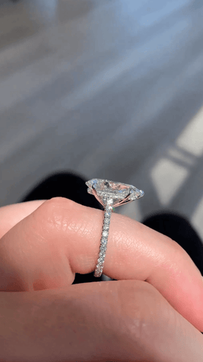 4 Carat Pear Cut Hidden Halo Engagement Ring with Pave Band - Evara Jewelry LLC