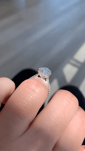 4 Carat Pear Cut Hidden Halo Engagement Ring with Pave Band - Evara Jewelry LLC