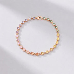 4.45 Carat Natural Rainbow Sapphire Bezel Bracelet: 14K Gold Tennis Bracelet - Evara Jewelry LLC