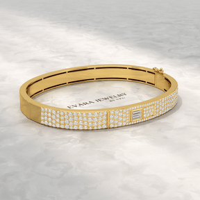 4.50 Carat Diamond Star & Pave Set Cuff Bracelet - Evara Jewelry LLC