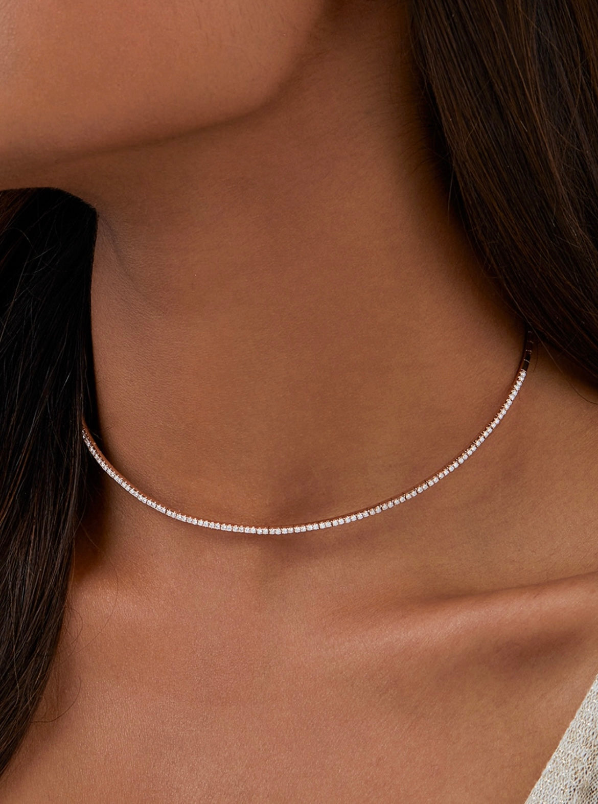 Luxury Diamond Tennis Necklace - 14K/18K White Gold Lab Grown Diamond Choker