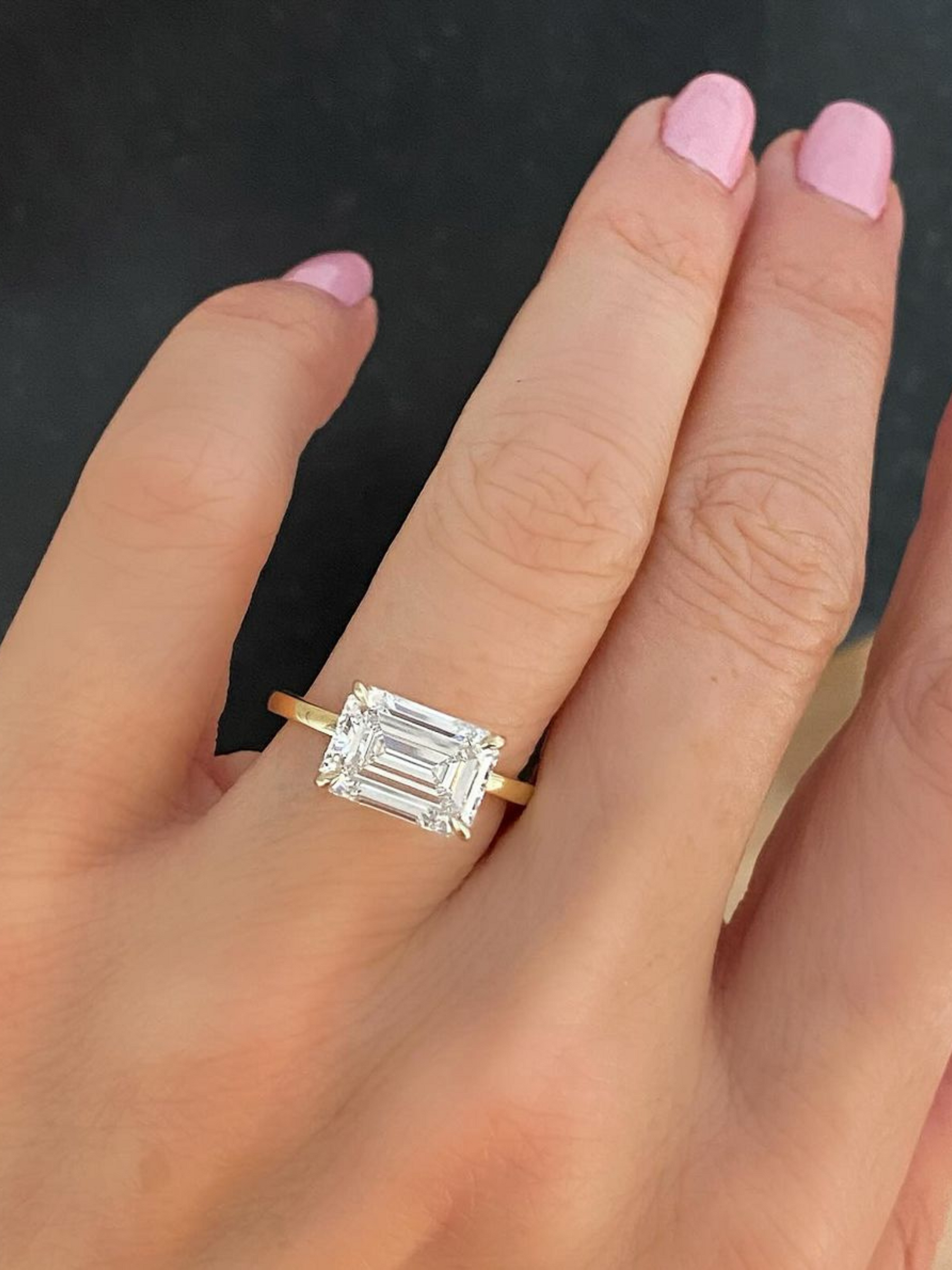 3 Carat Emerald Cut Diamond East West Engagement Ring