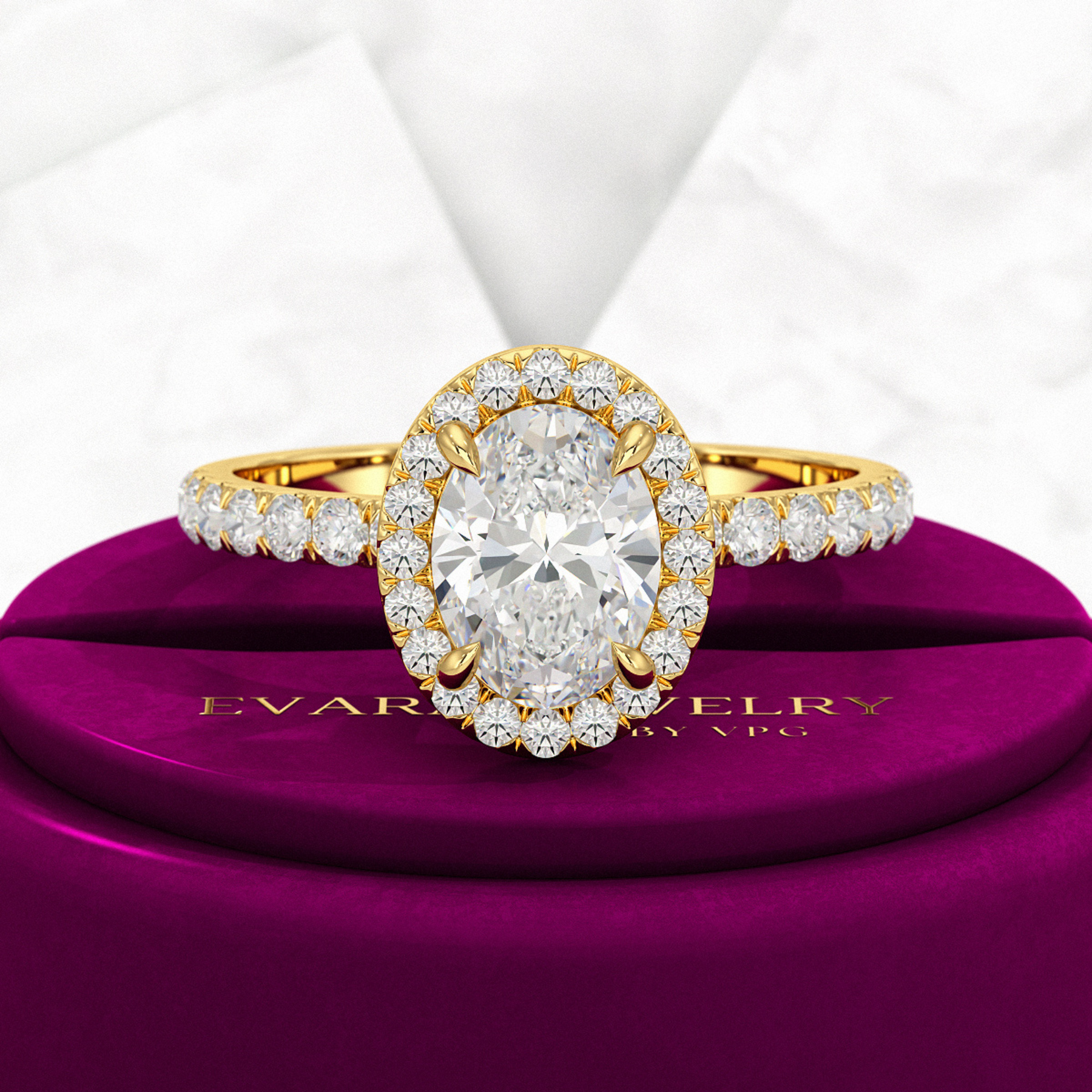 1.25 Carat Oval Cut Halo Diamond Engagement Ring