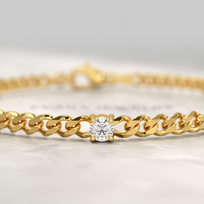 1.00 Carat Round Cut Diamond Cuban Chain Bracelet