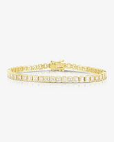 5 Carat Bezel Set Emerald Cut Luxury Diamond Tennis Bracelet in 14K Gold