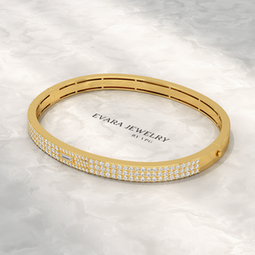 3.12 Carat Diamond Cuff Bracelet in 10K, 14K, 18K Solid Gold