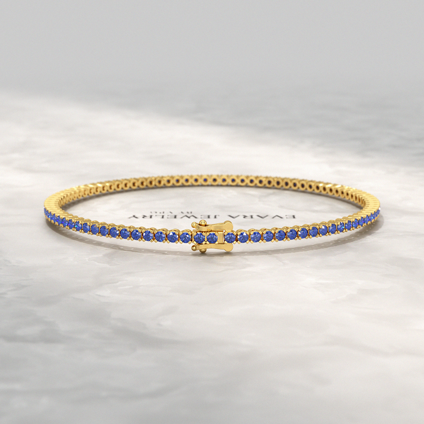 3.14 Carats Natural Blue Sapphire Tennis Bracelet in 14K/18K Solid Gold