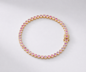 4 Carat Natural Pink Sapphire Bezel-Set Tennis Bracelet in 14K Gold