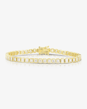 5 Carat Bezel Set Emerald Cut Luxury Diamond Tennis Bracelet in 14K Gold - Evara Jewelry LLC