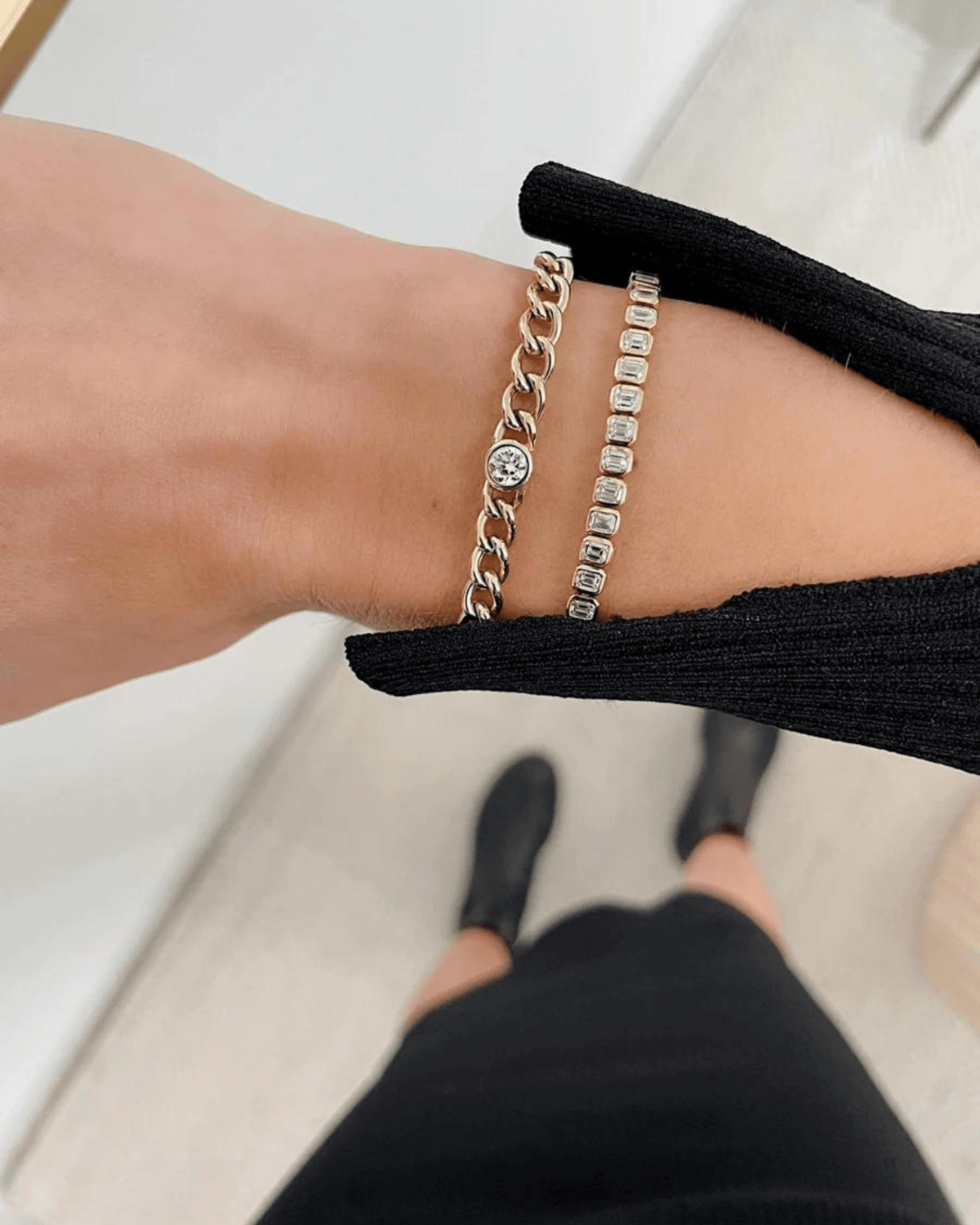 5 Carat Bezel Set Emerald Cut Luxury Diamond Tennis Bracelet in 14K Gold - Evara Jewelry LLC