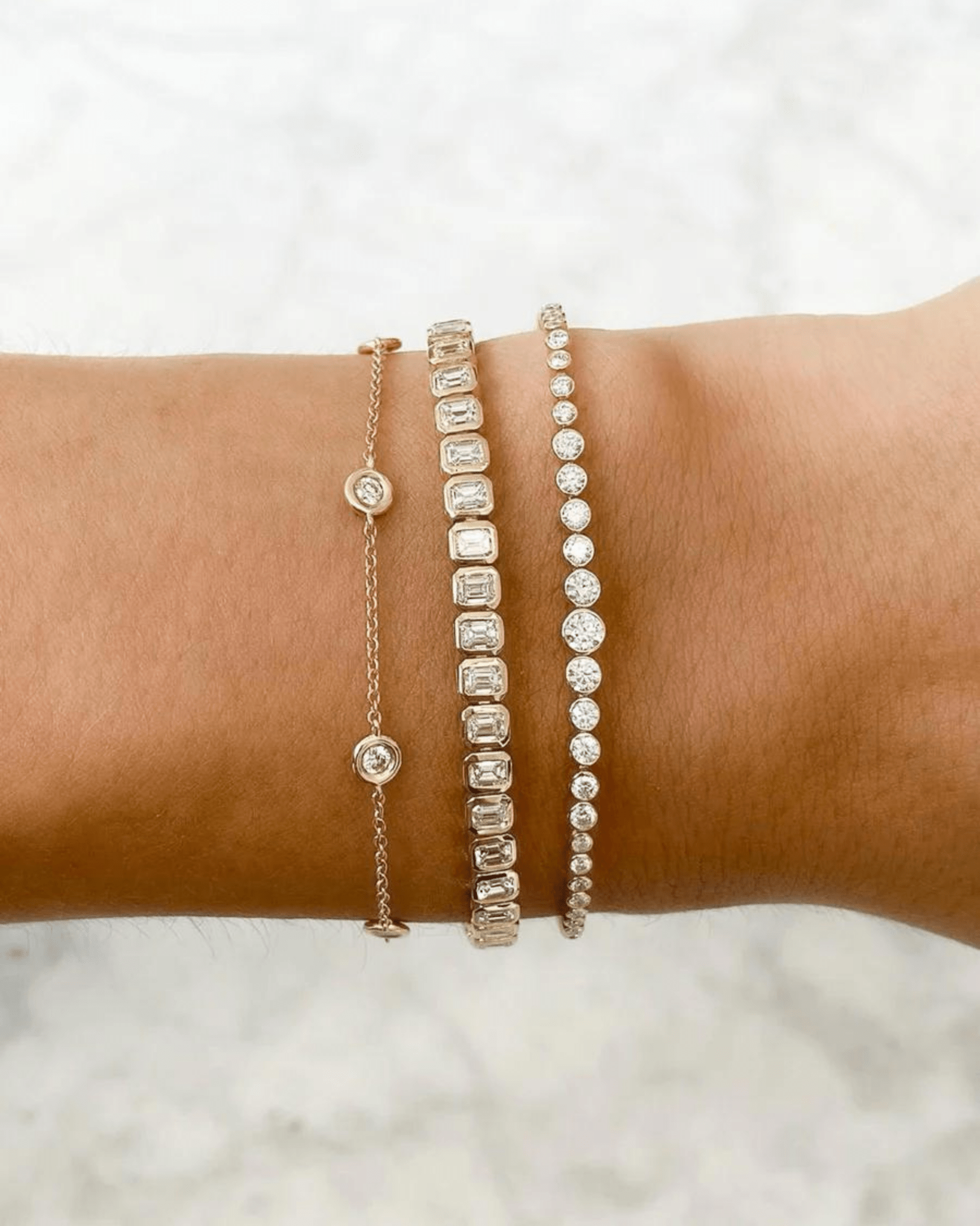 5 Carat Bezel Set Emerald Cut Luxury Diamond Tennis Bracelet in 14K Gold - Evara Jewelry LLC