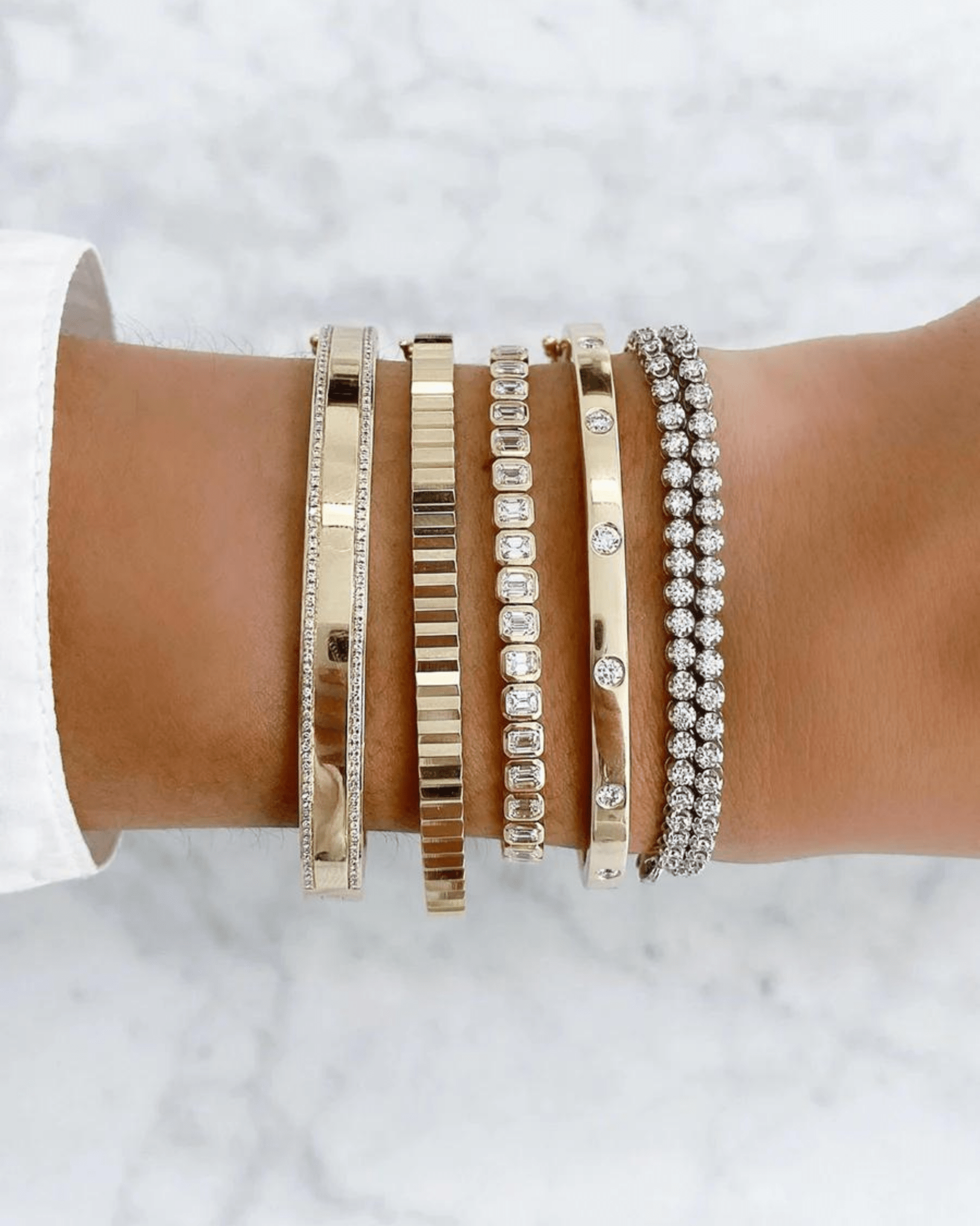 5 Carat Bezel Set Emerald Cut Luxury Diamond Tennis Bracelet in 14K Gold - Evara Jewelry LLC