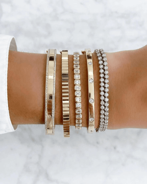 5 Carat Bezel Set Emerald Cut Luxury Diamond Tennis Bracelet in 14K Gold - Evara Jewelry LLC