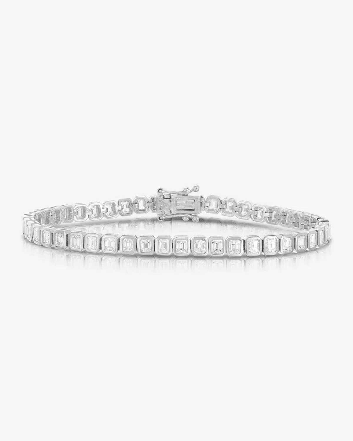 5 Carat Bezel Set Emerald Cut Luxury Diamond Tennis Bracelet in 14K Gold - Evara Jewelry LLC
