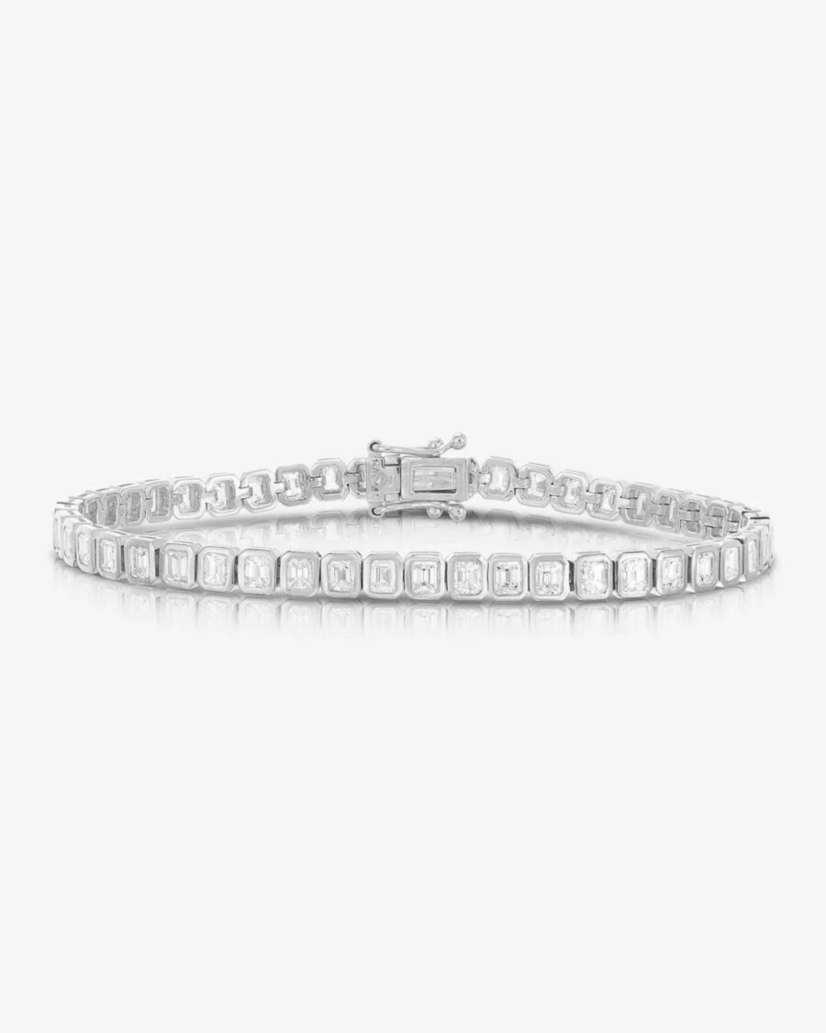 5 Carat Bezel Set Emerald Cut Luxury Diamond Tennis Bracelet in 14K Gold - Evara Jewelry LLC