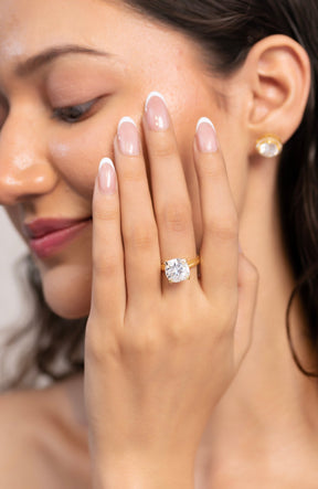 5 Carat Cushion Cut Lab Grown Diamond Twin Band Engagement Ring - Evara Jewelry LLC