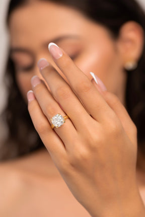 5 Carat Cushion Cut Lab Grown Diamond Twin Band Engagement Ring - Evara Jewelry LLC