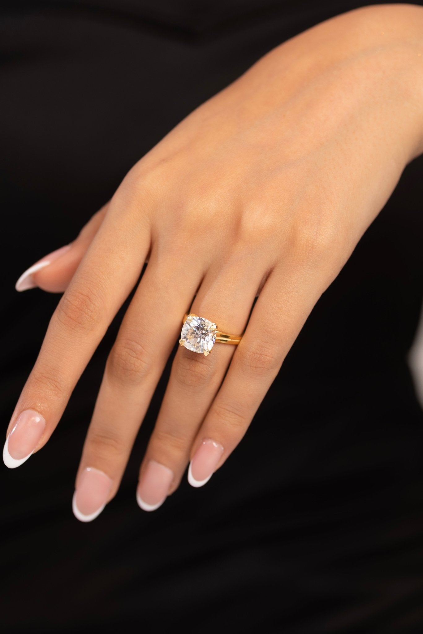 5 Carat Cushion Cut Lab Grown Diamond Twin Band Engagement Ring - Evara Jewelry LLC