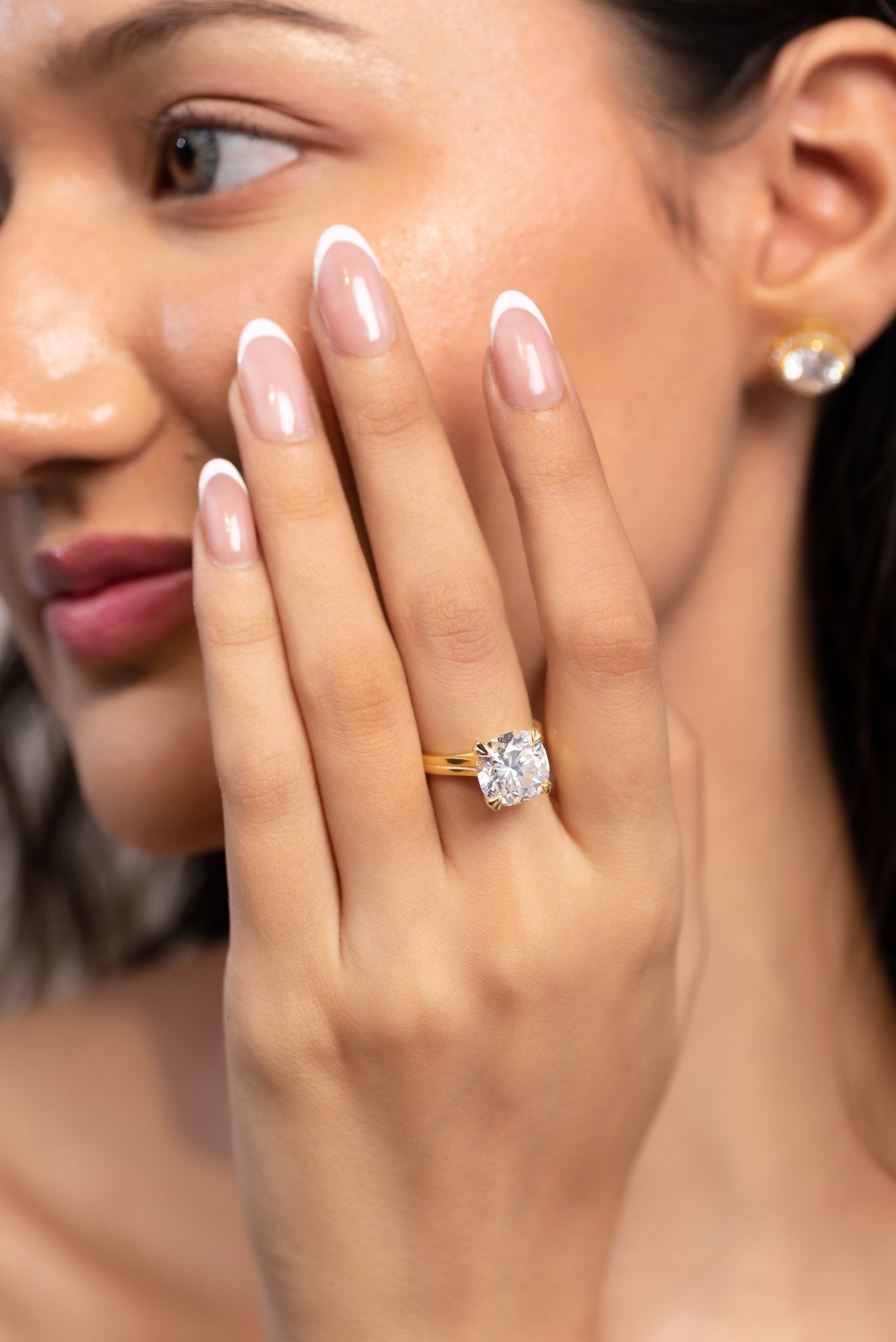 5 Carat Cushion Cut Lab Grown Diamond Twin Band Engagement Ring - Evara Jewelry LLC