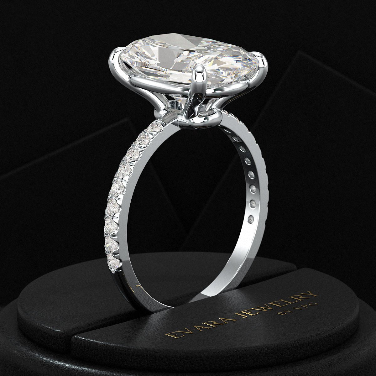 5 Carat Elongated Cushion Cut Diamond Wedding Ring - Evara Jewelry LLC