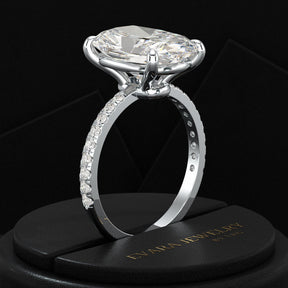 5 Carat Elongated Cushion Cut Diamond Wedding Ring - Evara Jewelry LLC