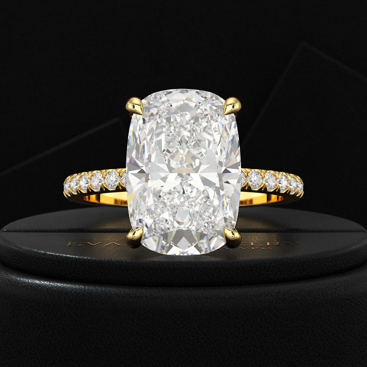 5 Carat Elongated Cushion Cut Diamond Wedding Ring - Evara Jewelry LLC