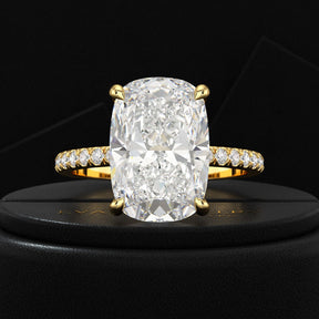 5 Carat Elongated Cushion Cut Diamond Wedding Ring - Evara Jewelry LLC