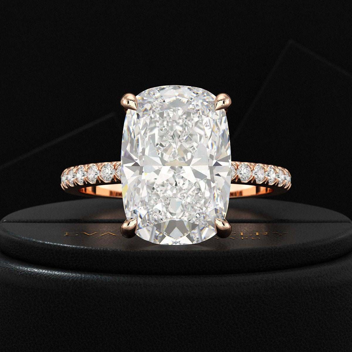 5 Carat Elongated Cushion Cut Diamond Wedding Ring - Evara Jewelry LLC