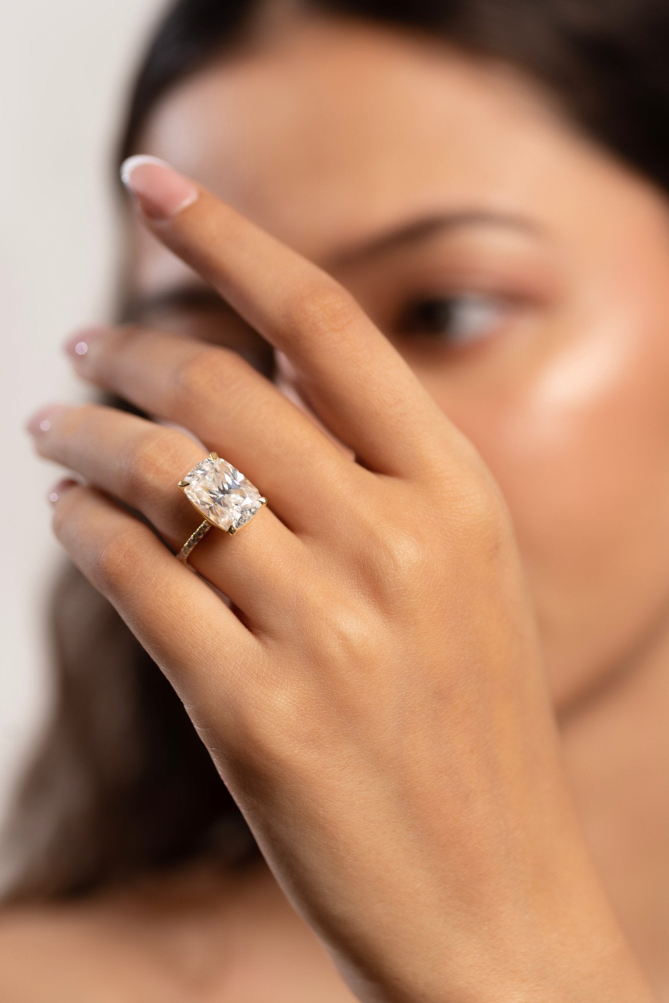 5 Carat Elongated Cushion Cut Diamond Wedding Ring - Evara Jewelry LLC