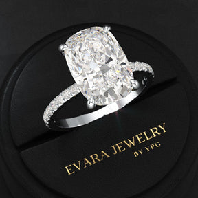 5 Carat Elongated Cushion Cut Diamond Wedding Ring - Evara Jewelry LLC