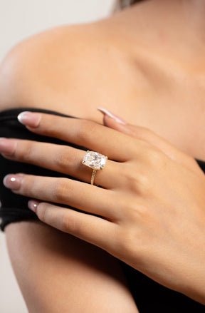 5 Carat Elongated Cushion Cut Diamond Wedding Ring - Evara Jewelry LLC