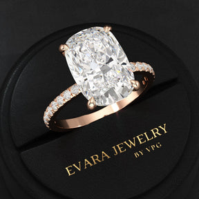 5 Carat Elongated Cushion Cut Diamond Wedding Ring - Evara Jewelry LLC