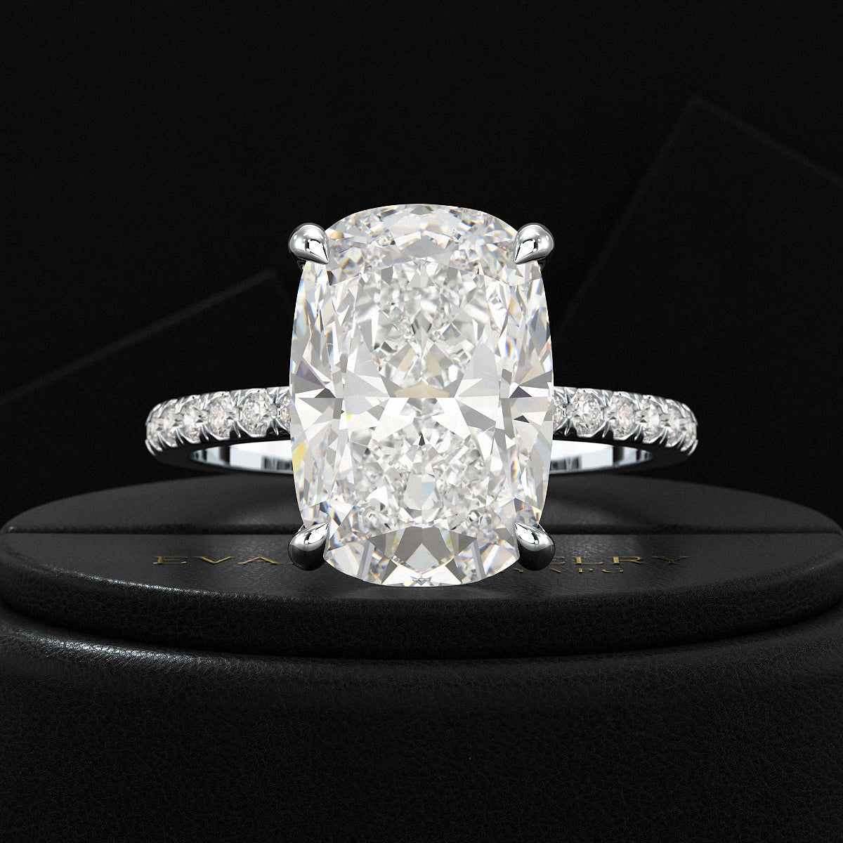 5 Carat Elongated Cushion Cut Diamond Wedding Ring - Evara Jewelry LLC