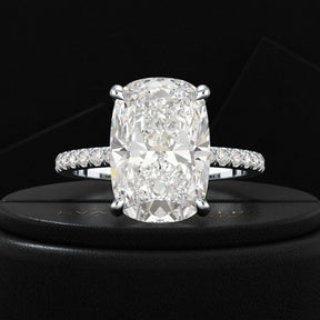 5 Carat Elongated Cushion Cut Diamond Wedding Ring - Evara Jewelry LLC