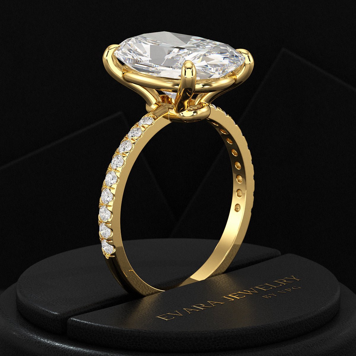 5 Carat Elongated Cushion Cut Diamond Wedding Ring - Evara Jewelry LLC