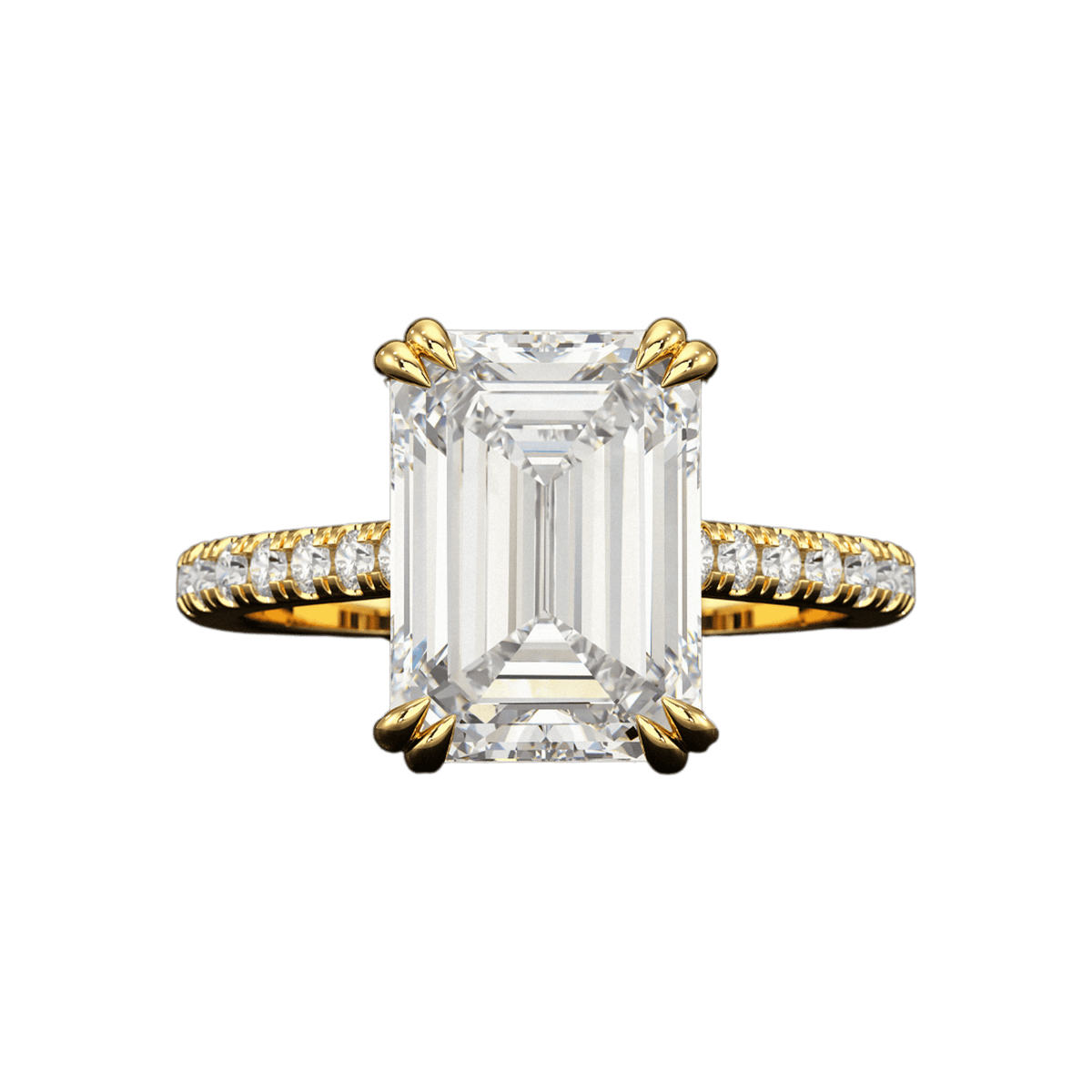 5 Carat Emerald Cut Diamond French Pave Band Engagement Ring - Evara Jewelry LLC