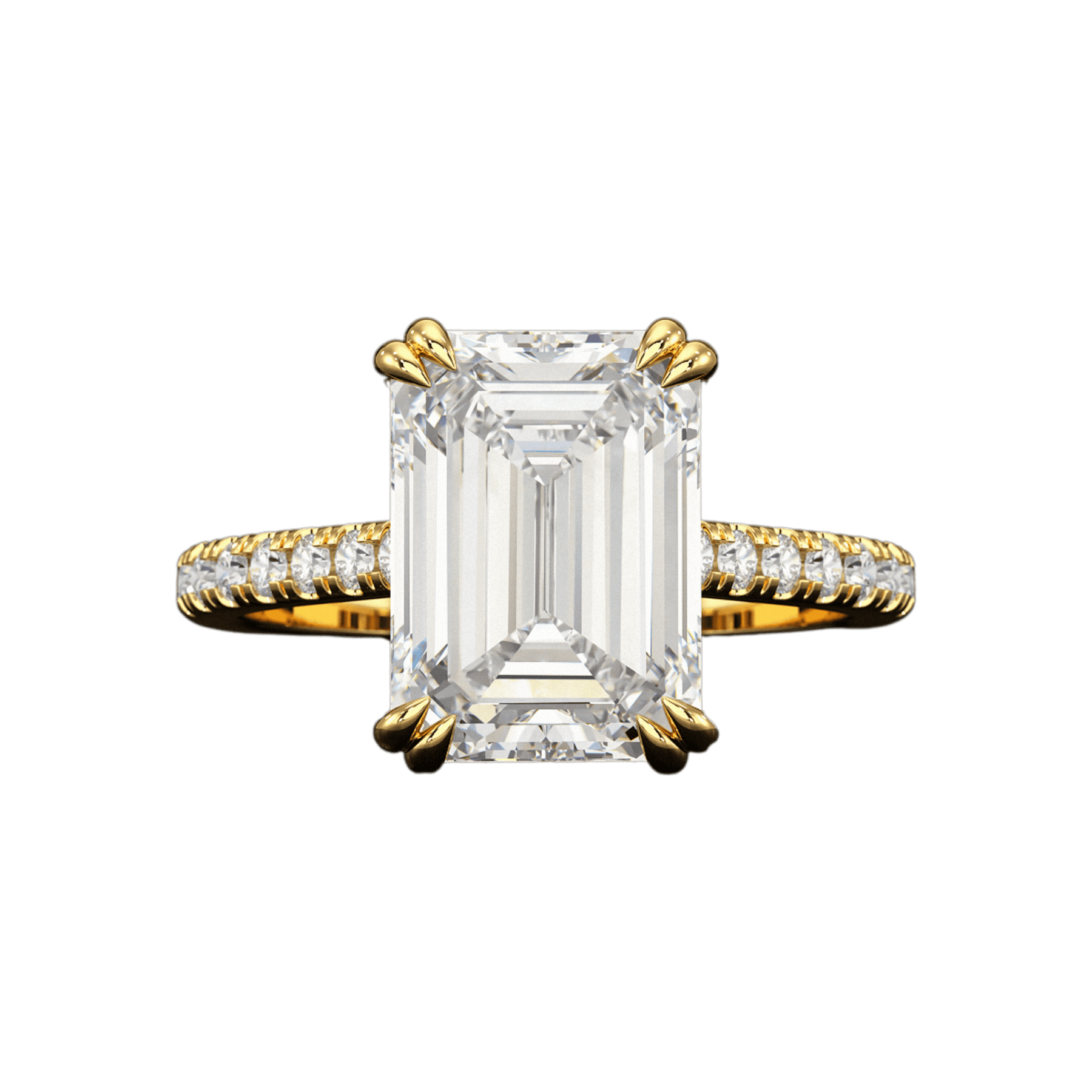 5 Carat Emerald Cut Diamond French Pave Band Engagement Ring - Evara Jewelry LLC