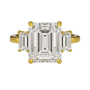 5 Carat Emerald Cut Lab Grown Diamond Three Stone Engagement Ring - Evara Jewelry LLC