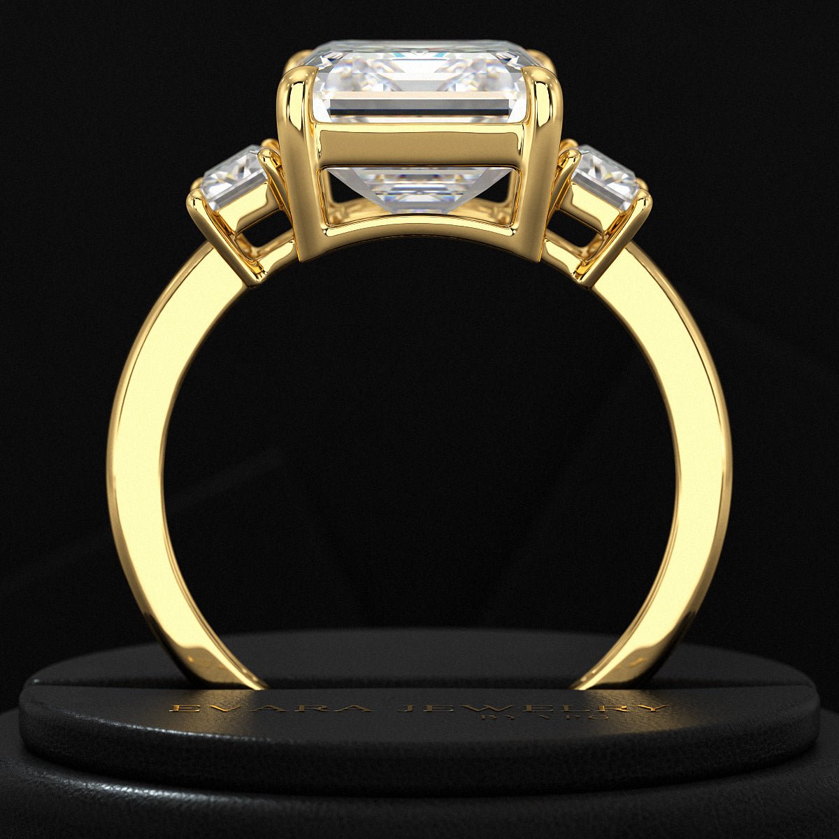 5 Carat Emerald Cut Lab Grown Diamond Three Stone Engagement Ring - Evara Jewelry LLC
