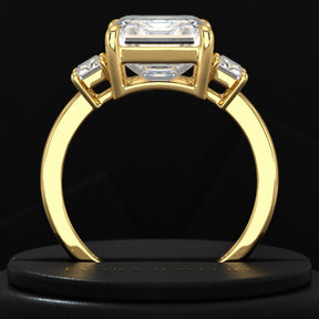 5 Carat Emerald Cut Lab Grown Diamond Three Stone Engagement Ring - Evara Jewelry LLC