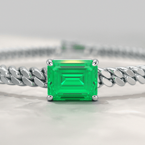 5 Carat Emerald Cut Lab Grown Emerald Cuban Chain Luxury Bracelet - Evara Jewelry LLC