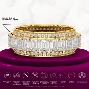5 Carat Emerald & Round Cut Lab Grown Diamond Minimalist Wedding Eternity Band - Evara Jewelry LLC