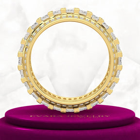 5 Carat Emerald & Round Cut Lab Grown Diamond Minimalist Wedding Eternity Band - Evara Jewelry LLC