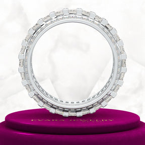 5 Carat Emerald & Round Cut Lab Grown Diamond Minimalist Wedding Eternity Band - Evara Jewelry LLC