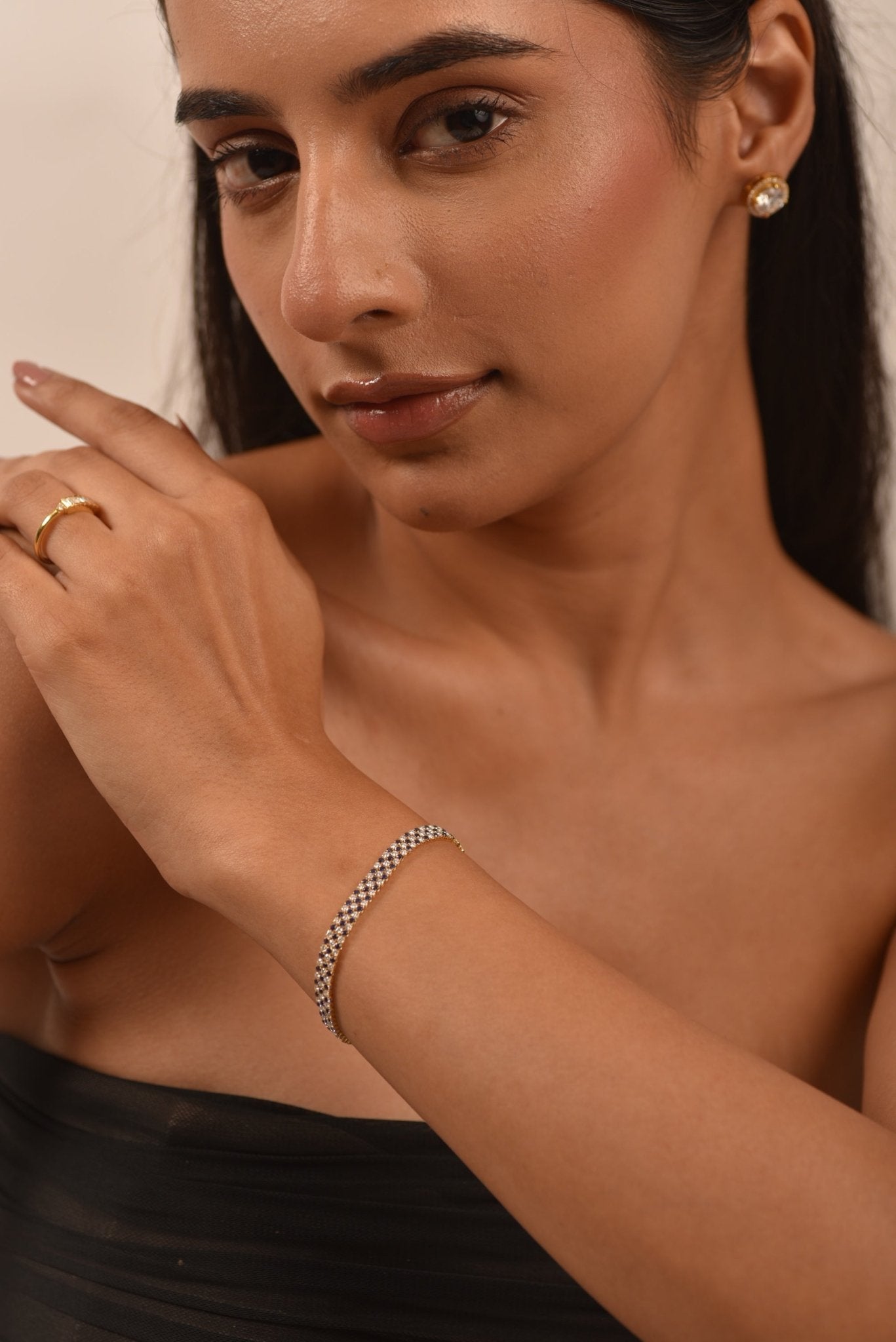 5 Carat Natural Blue Sapphire & Diamond Alternate Three Row Tennis Bracelet - Evara Jewelry LLC