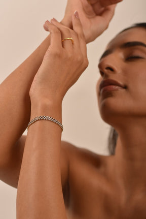 5 Carat Natural Blue Sapphire & Diamond Alternate Three Row Tennis Bracelet - Evara Jewelry LLC