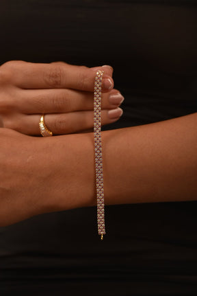 5 Carat Natural Pink Sapphire & Lab Grown Diamond Three Row Alternate Tennis Bracelet - Evara Jewelry LLC